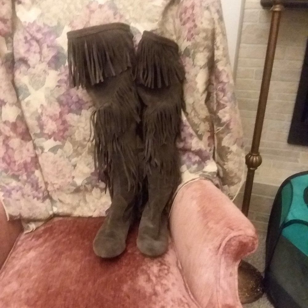 Sam Edelman over knee suede fringes galore boots